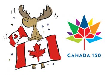 Canada 150th; Moose with Canadian flags