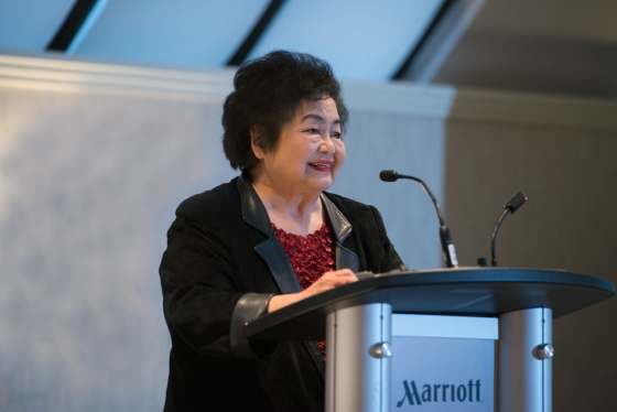 U of T alumna Setsuko Thurlow has been an anti-nuclear activist for decades, accepting the Nobel Peace Prize on behalf of the International Campaign to Abolish Nuclear Weapons (photo by Henry Feather) 