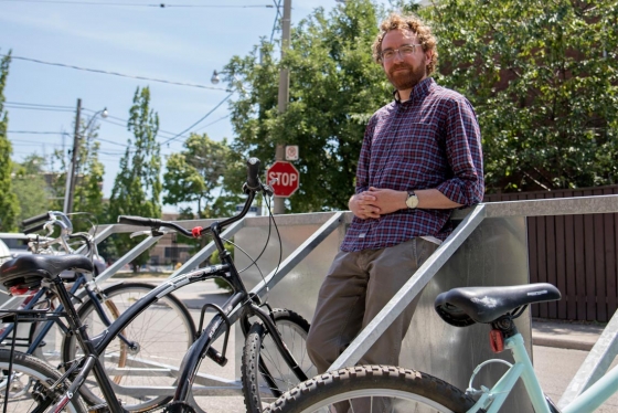 Jake Miller leads the team who developed the BikeSpace app (photo by Romi Levine) 