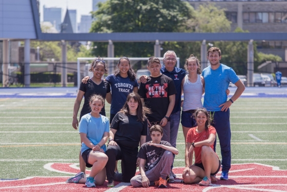 Maggie MacDonnell (bottom row, second from left) with her Salluit Run Club at the University of Toronto