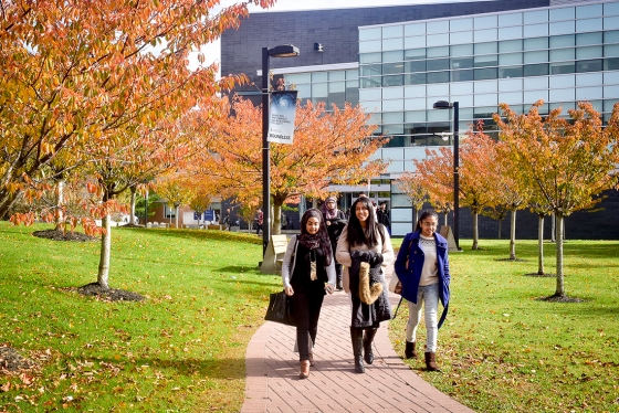 University of Toronto Scarborough students outside the Social Sciences Building. Photo by Ken Jones.