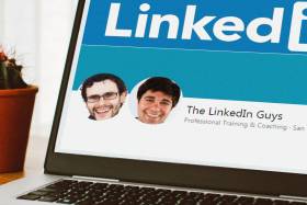 LinkedIn Guys page on a laptop