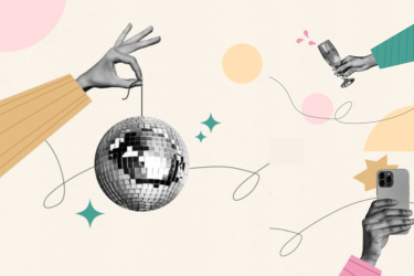 A hand holding a disco ball 