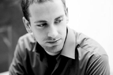 Pianist Asher Ian Armstrong in black and white