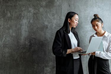 Two people having a meeting