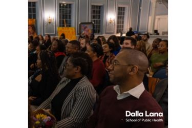 People sitting and watching an award show
