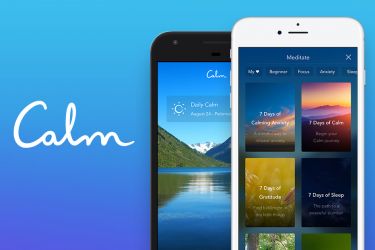 Two smartphones showing the Calm app