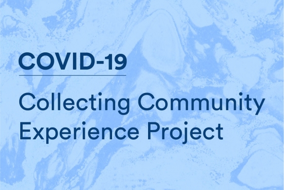 "Collecting Community Experience Project" written on a marbled background