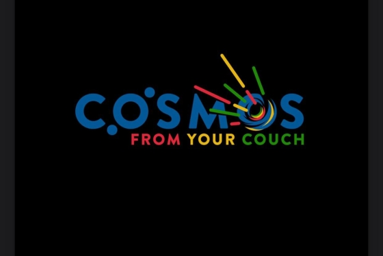 Cosmos From Your Couch letters which black background