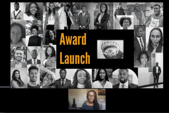 The words Award Launch appear over a collage of portraits of Black leaders and achievers.