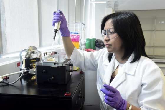 Ruby May Sullan of the department of physical & environmental sciences, in her lab.