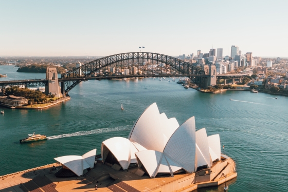 Photo of the Sydney Opera House & Sydney Harbor Bridge from a drone