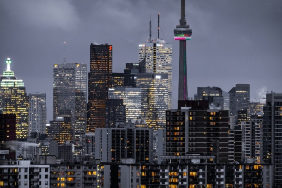 Skyline of Toronto with CN tower and the many glass condos of the city