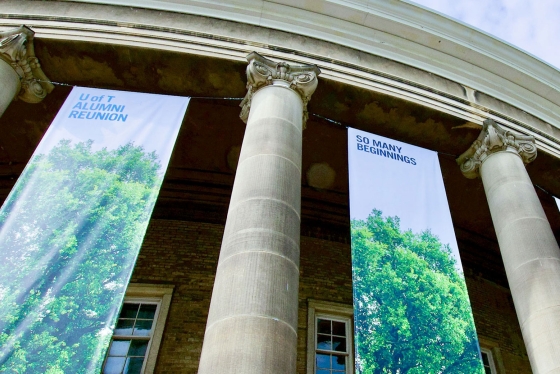 Image of Con Hall with Alumni Reunion banners.
