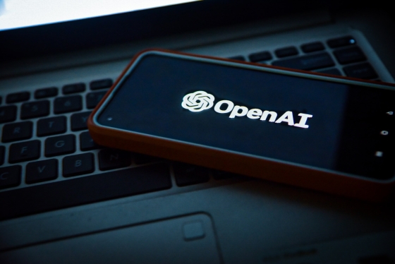 OpenAI logo near laptop computer
