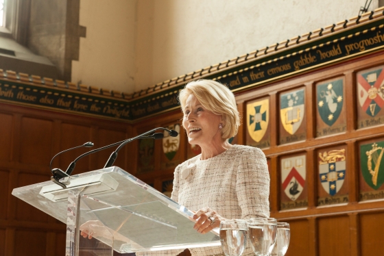 Chancellor Rose Patten smiling and speaking at Chancellor's Breakfast