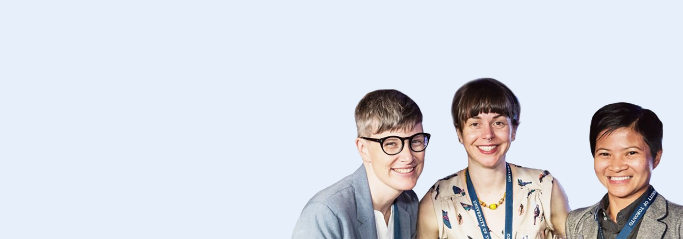 Three 2SLGBTQ+ alumni smiling