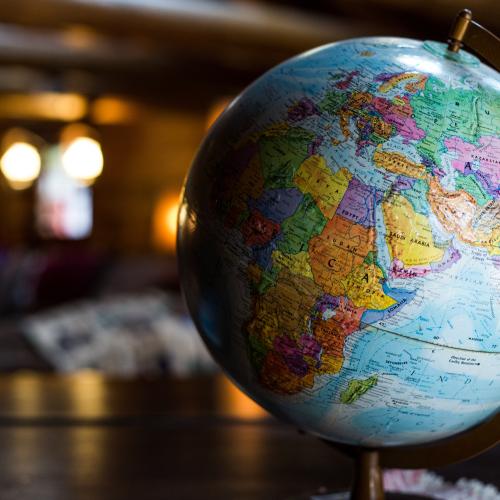 A worldmap globe.