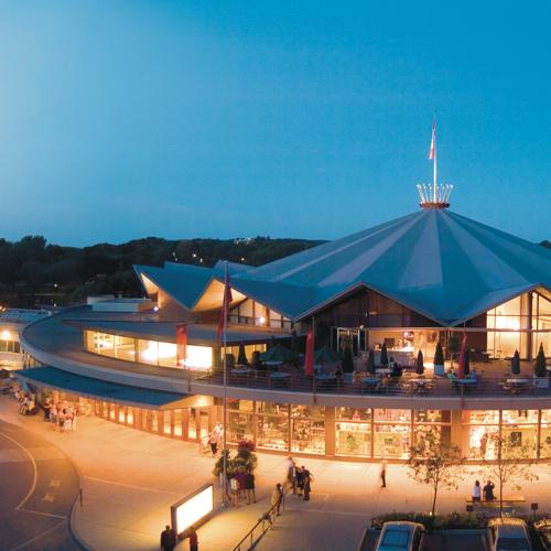 Stratford Festival theatre building at night