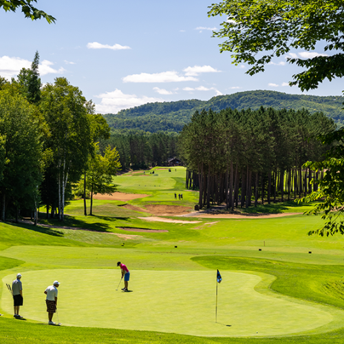 Golf course with sky grass and trees