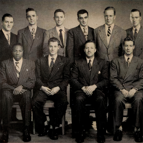 Black and white photograph of male students including Leonard Braithwaite