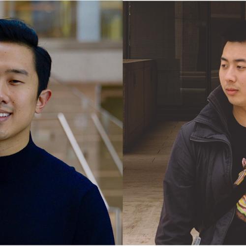 Side-by-side portraits of Kyle Wang and Zi Yang.