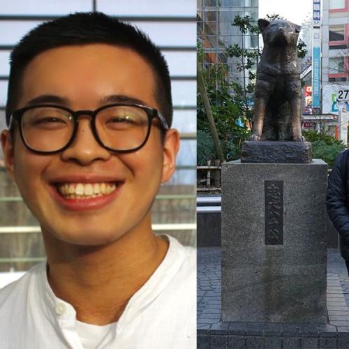 4 images showing Chloe Ho posing with handbags, Andrew Situ laughing, Paris Ning standing by a statue and Dorinda So smiling.