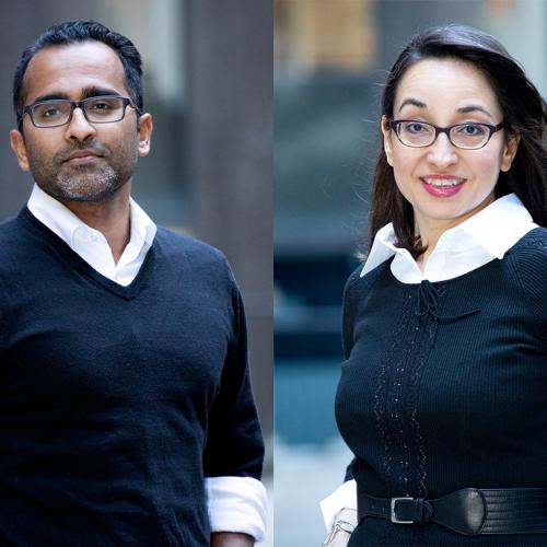 Side-by-side portraits of Ananth Ravi and Fazila Seker.