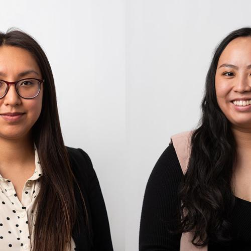 Composite image: portraits of Janelle Brown-Walkus and Linda Bùi.