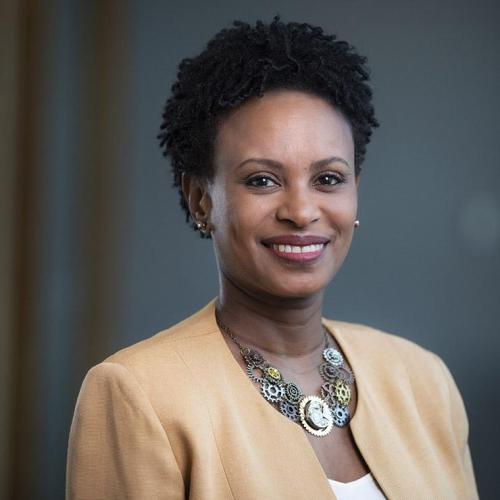 Portrait of Rhonda McEwen smiling.