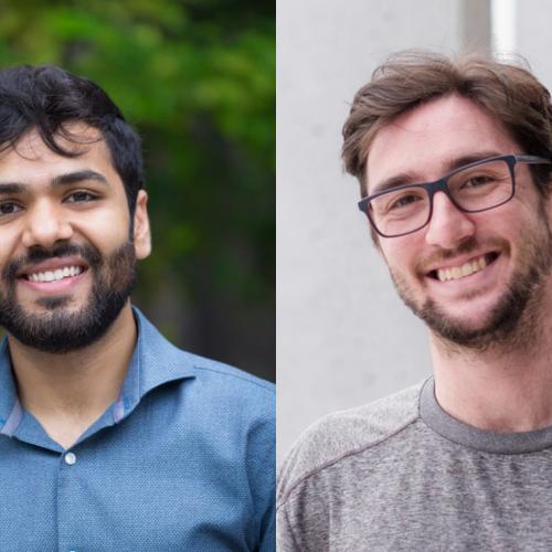Side-by-side portraits of Kramay Patel and Chaim Katz, both smiling.