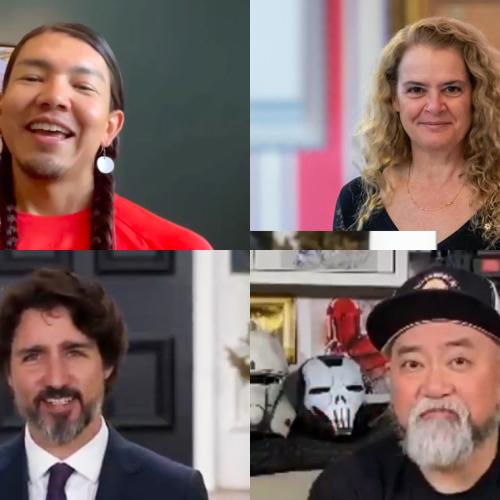 A collage of four photos portraying James Makokis, Julie Payette, Paul Sun-Hyung Lee and Justin Trudeau.