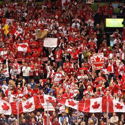 A sea of Canadians celebrate their win over the U.S. at the men's hockey game in the 2010 Winter Olympic Games in Vancouver (photo by s.yume.jpg via Flickr) 