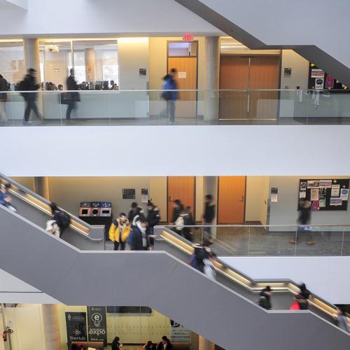Students on stairs (photo by Ken Jones) 