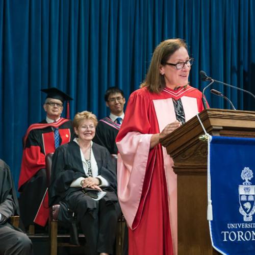 Ilse Treurnicht received an honorary Doctor of Laws, honoris causa, from the University of Toronto on Tuesday (photo by Steve Frost) 