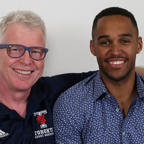 Assistant Professor Doug Richards and Tate Newmarch, who went from being an aspiring soccer player to an aspiring doctor. He graduates Wednesday from the Faculty of Kinesiology & Physical Education (photo courtesy of Doug Richards) 