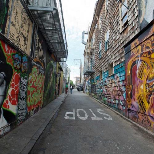 Clarion Alley in San Francisco: "In the alley, people are yelling back through the words they write on the walls," says U of T's Tracey Bowen (photo by John S Lander/LightRocket via Getty Images) 