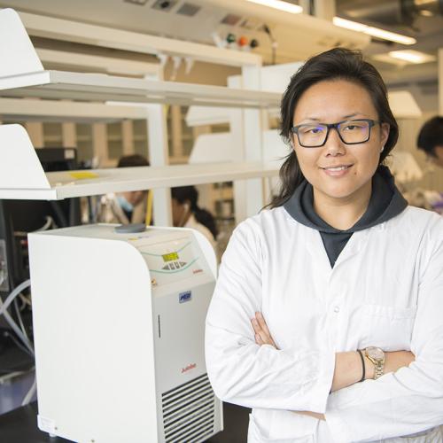 Luna Yu, founder and CEO of Genecis, completed her master's degree at U of T Scarborough. Genecis is scaling up operations and looking at developing other materials from food waste (all photos by Don Campbell) 