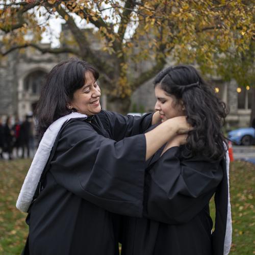 Martha Cedeño (left) and her daughter Claudia Sánchez graduated today with bachelor's degrees in science. They are international students from Ecuador (photo by Nick Iwanyshyn) 