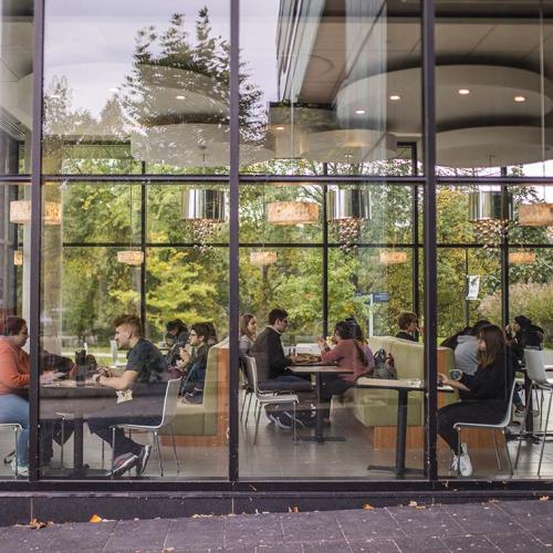 Students gather at U of T Mississauga to study and chat. (photo by Nick Iwanyshyn) 