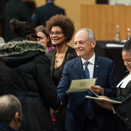U of T President Meric Gertler said it was fitting to host a citizenship ceremony at U of T, which “like Canada itself reflects the diversity of the world” (photo by Lisa Sakulensky) 