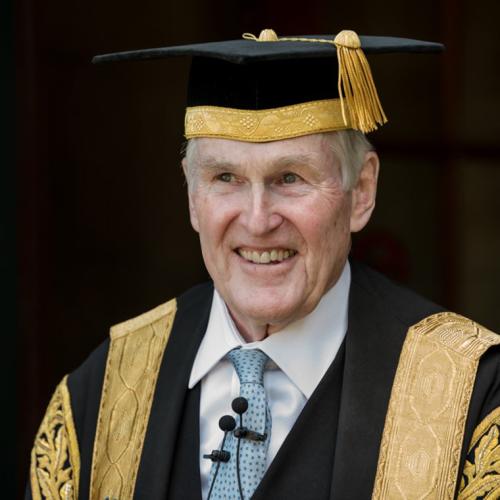 Michael Wilson, in June at his final convocation as Chancellor. His message to graduates that day: "Give back" (photo by Steve Frost) 