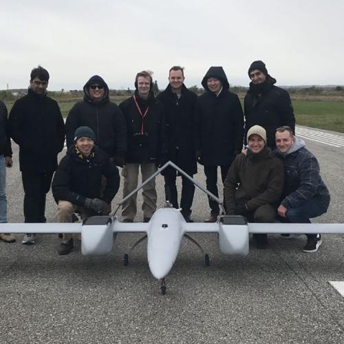 The Sky Guys team pose with the DX-3 Vanguard at Markham Airport.  (photo courtesy of the Sky Guys) 