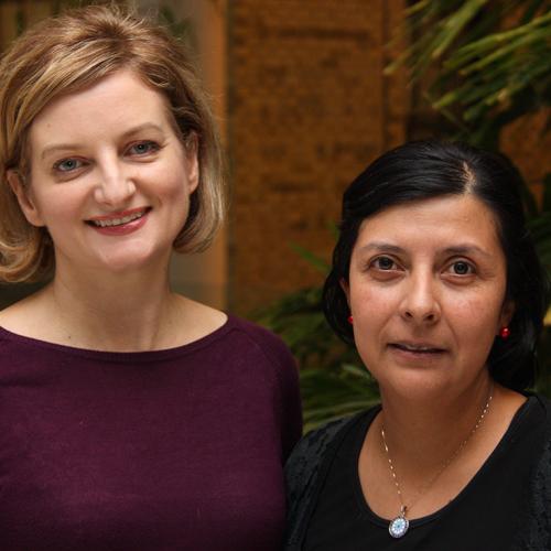U of T professor and alumna Jen Gommerman (left), the study's senior author, says the research highlights the important of the “gut-brain axis” in MS patients. She is pictured here with U of T postdoctoral researcher and co-author Olga Rojas (photo by Jim Oldfield) 