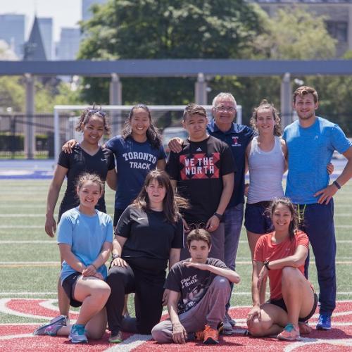 Maggie MacDonnell (bottom row, second from left) with her Salluit Run Club at the University of Toronto