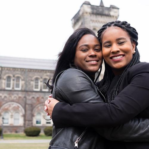 Lydia Gill (right) was the first in her family to go to university, an experience she shared with her high school friend Suzie Watson (left). They leaned on one another and supported each other until graduation (photo by Geoffrey Vendeville) 