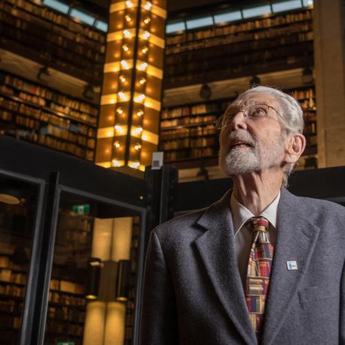 Former chief librarian Robert Blackburn, seen here in October, 2017 at the Thomas Fisher Rare Book Library for the 125th anniversary of U of T Libraries, turned 100 on Feb. 3 (photo by Geoffrey Vendeville) 