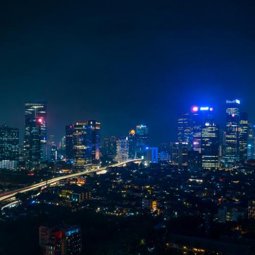 Jakarta skyline at night.