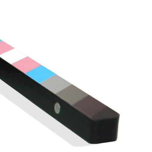 movie clapper with LGBTQ+ flag and trans flag rainbow 
