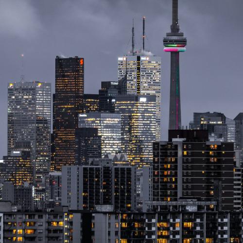 Skyline of Toronto with CN tower and the many glass condos of the city